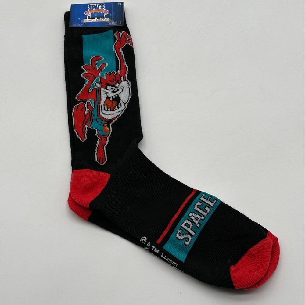 mens Novelty Socks space jam tazmanian devil Size 6-12 Warner Brothers 1 Pair